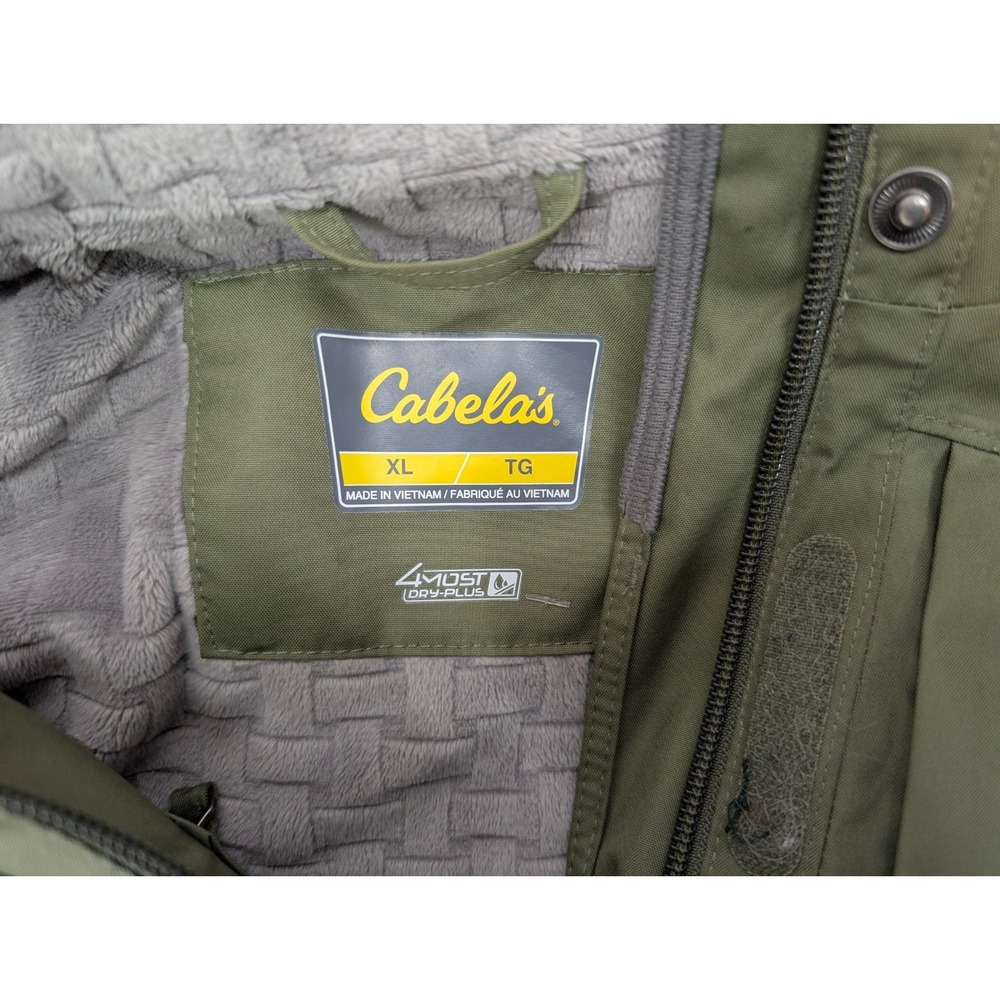 Cabela's Ski Windbreaker Fleece Jacket Men's Sz XL Green Hooded Raincoat Outdoor - Picture 3 of 16